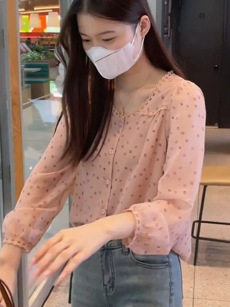 Spring Autumn 2026 Women's Pink Polka Dot Single Button Shirt Fashionable Lightweight Luxury Anti-Aging Korean Style Commute
Spring Autumn 2026 Women's Pink Polka Dot Single Button Shirt Fashionable Lightweight Luxury Anti-Aging Korean Style Commute