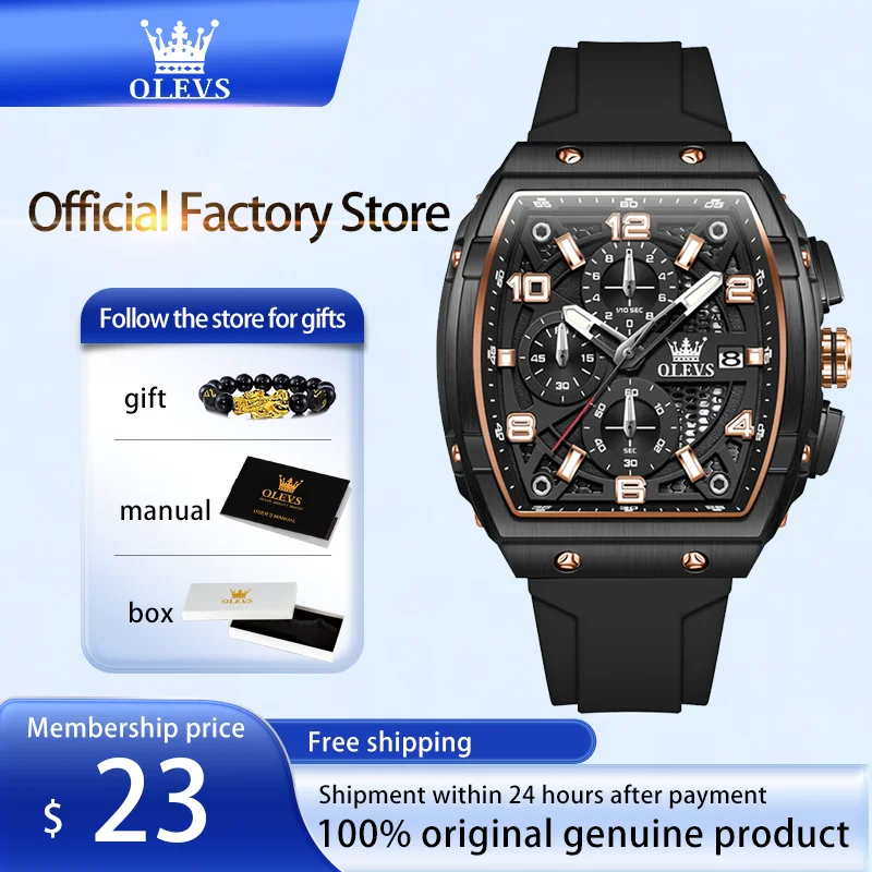 OLEVS Tonneau повседневные мужские часы водостойкий натуральный хронограф светящийся кварцевый для мужчин календарь брендовые модные мужские наручные часы 
OLEVS Tonneau повседневные мужские часы водостойкий натуральный хронограф светящийся кварцевый для мужчин календарь брендовые модные мужские наручные часы