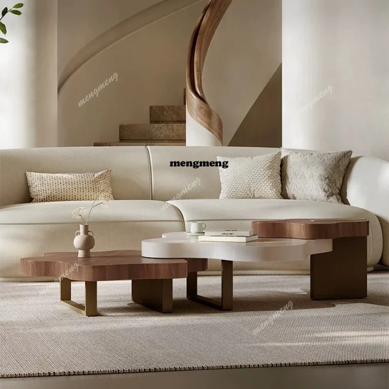 Solid wood Italian minimalist coffee table living room wabi sand wind clouds special-shaped parquet coffee table combination
Solid wood Italian minimalist coffee table living room wabi sand wind clouds special-shaped parquet coffee table combination