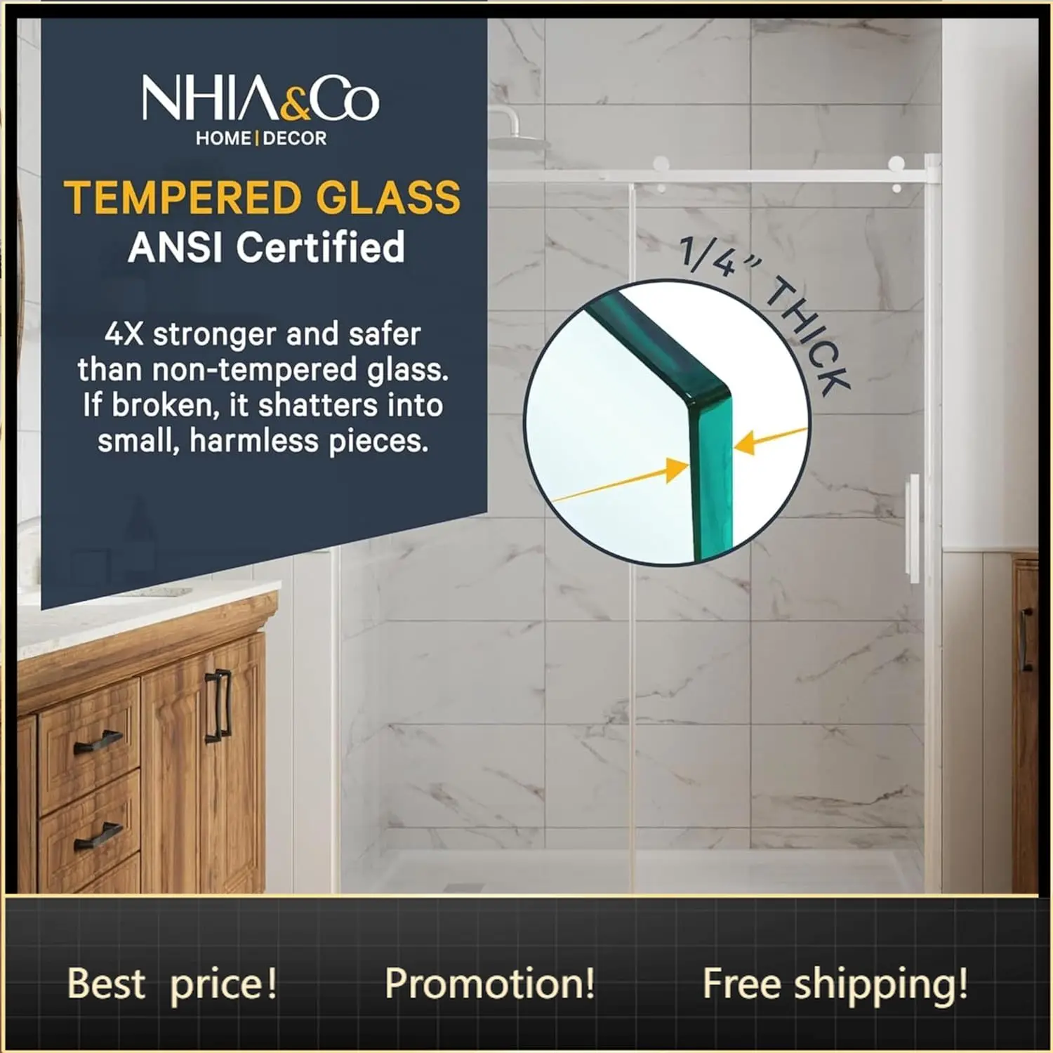 Semi-Frameless Sliding Shower Door – 56-60” x 75”, Tempered Glass Shower Door, Corrosion Resistant Hardware, Smooth Glide Roller
Semi-Frameless Sliding Shower Door – 56-60” x 75”, Tempered Glass Shower Door, Corrosion Resistant Hardware, Smooth Glide Roller