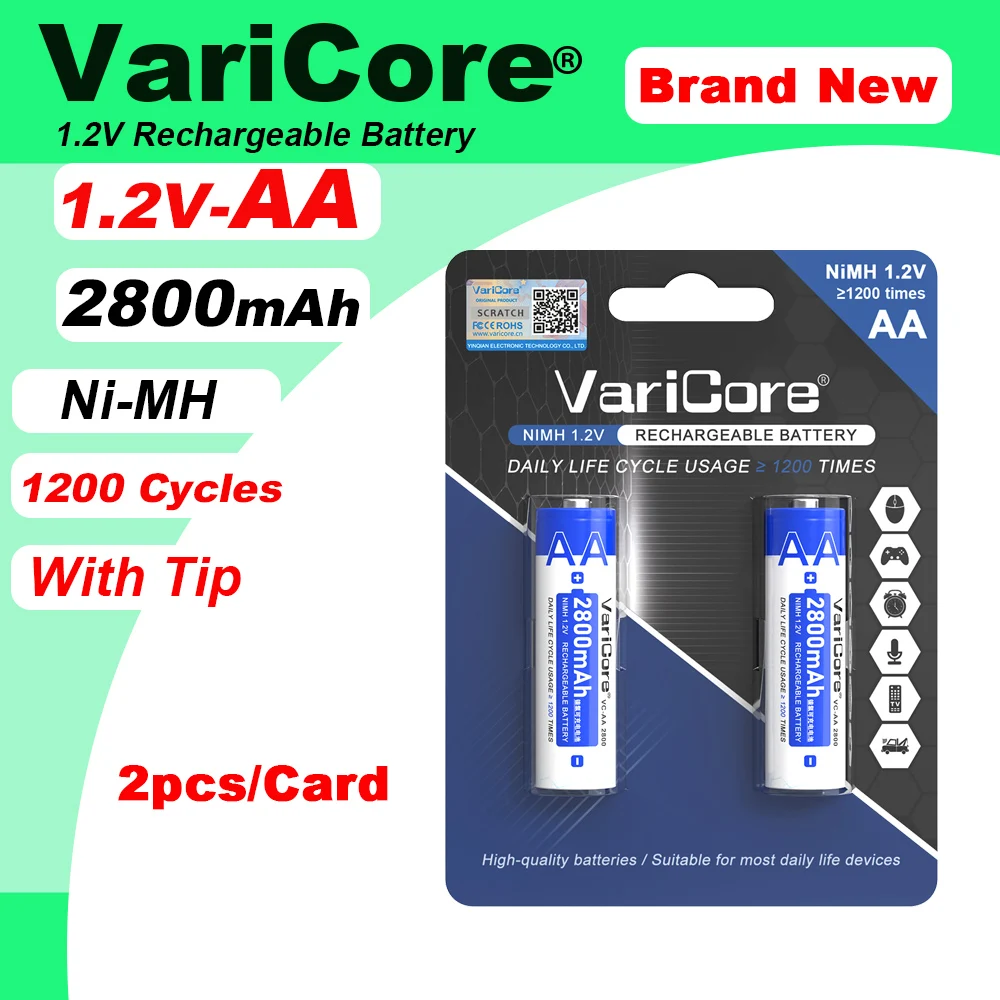 2pcs/Card 1.2v AA 2800mAh Ni-MH Rechargeable Battery for Flashlight Mining Lamp Digital Camera Remote Control Electric toys
2pcs/Card 1.2v AA 2800mAh Ni-MH Rechargeable Battery for Flashlight Mining Lamp Digital Camera Remote Control Electric toys
