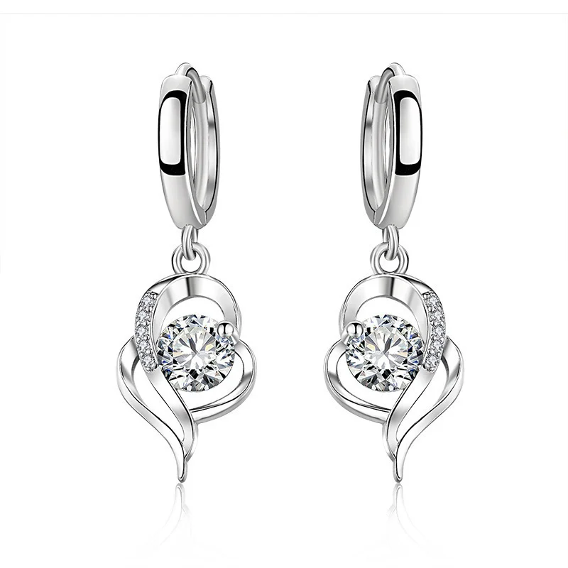 925 Sterling Silver Earrings Sweet Romantic Style Sparkling Zircon Heart Earrings Women Engagement Party Jewelry
925 Sterling Silver Earrings Sweet Romantic Style Sparkling Zircon Heart Earrings Women Engagement Party Jewelry