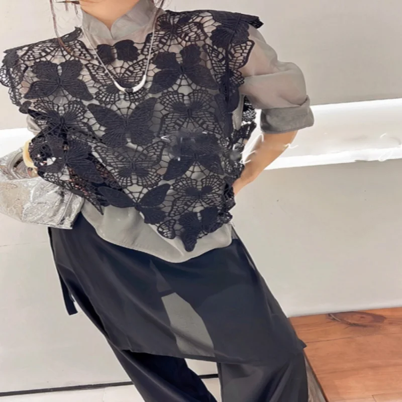 Lace Sexy for Women Summer Sleeveless Waistcoat Ropa Mujer O-neck Butterfly Embroidery Fashion Tanks Hollow Out Solid Top
Lace Sexy for Women Summer Sleeveless Waistcoat Ropa Mujer O-neck Butterfly Embroidery Fashion Tanks Hollow Out Solid Top