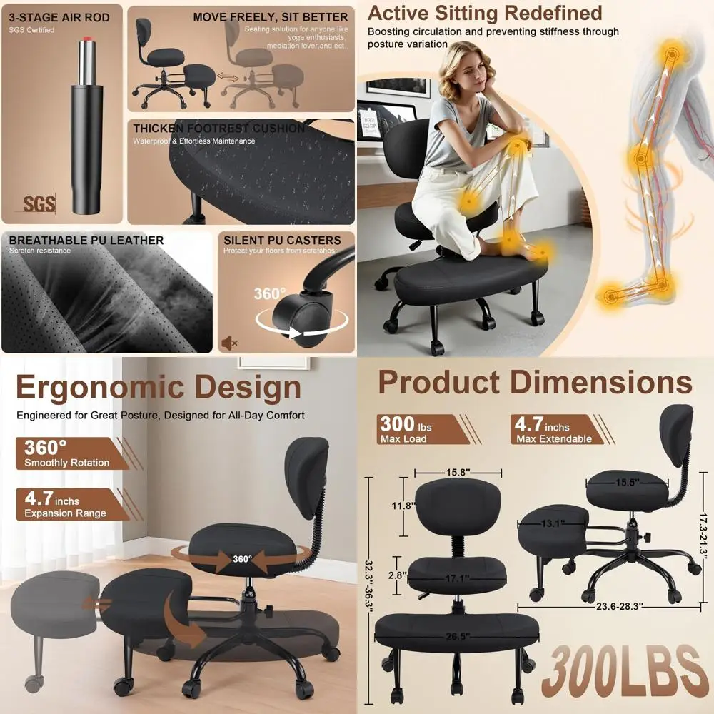 Ergonomic High-Back Desk Chair with Padded Armrests and Wheels, PU Leather Swivel Task Chair for Home Office and Adults
Ergonomic High-Back Desk Chair with Padded Armrests and Wheels, PU Leather Swivel Task Chair for Home Office and Adults