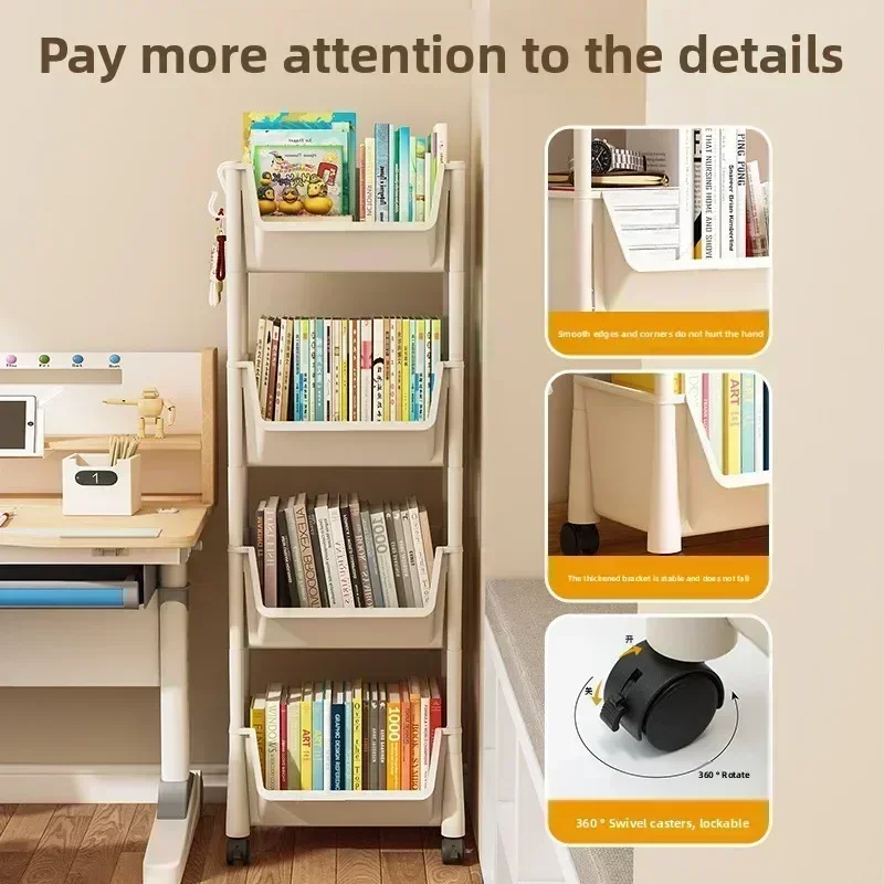 Movable Bookshelf Shelf Children's Toy Storage Rack Multi-layer Household Trolley With Wheels Floor Simple Bookcase
Movable Bookshelf Shelf Children's Toy Storage Rack Multi-layer Household Trolley With Wheels Floor Simple Bookcase