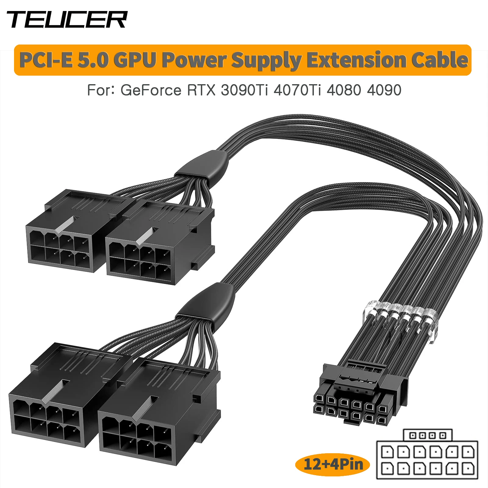Кабель-удлинитель TEUCER 340 мм PCI-e 5,0 16Pin(12 + 4) папа-4x8Pin мама, совместимый с GPU GeForce RTX 3090Ti 4080 4090
Кабель-удлинитель TEUCER 340 мм PCI-e 5,0 16Pin(12 + 4) папа-4x8Pin мама, совместимый с GPU GeForce RTX 3090Ti 4080 4090