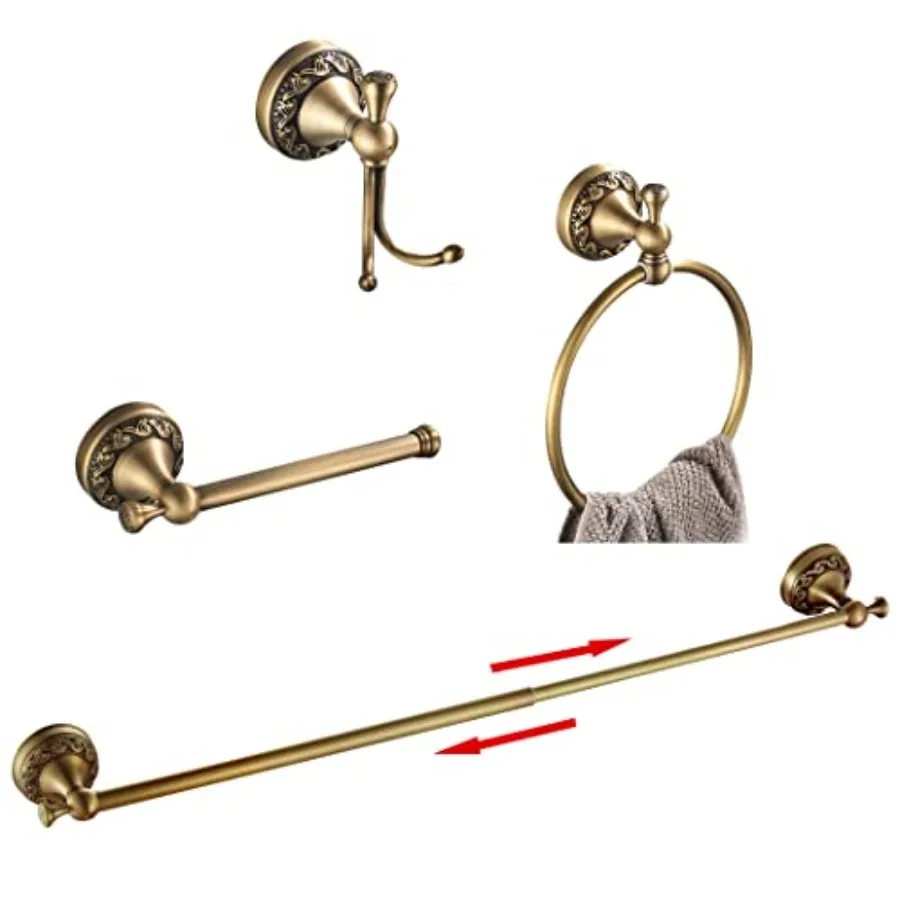 Antique Brass Towel Bar Set Adjustable Bathroom Accessories Include Expandable Towel Holder Toilet Paper Holder Towel Ring Robe
Antique Brass Towel Bar Set Adjustable Bathroom Accessories Include Expandable Towel Holder Toilet Paper Holder Towel Ring Robe