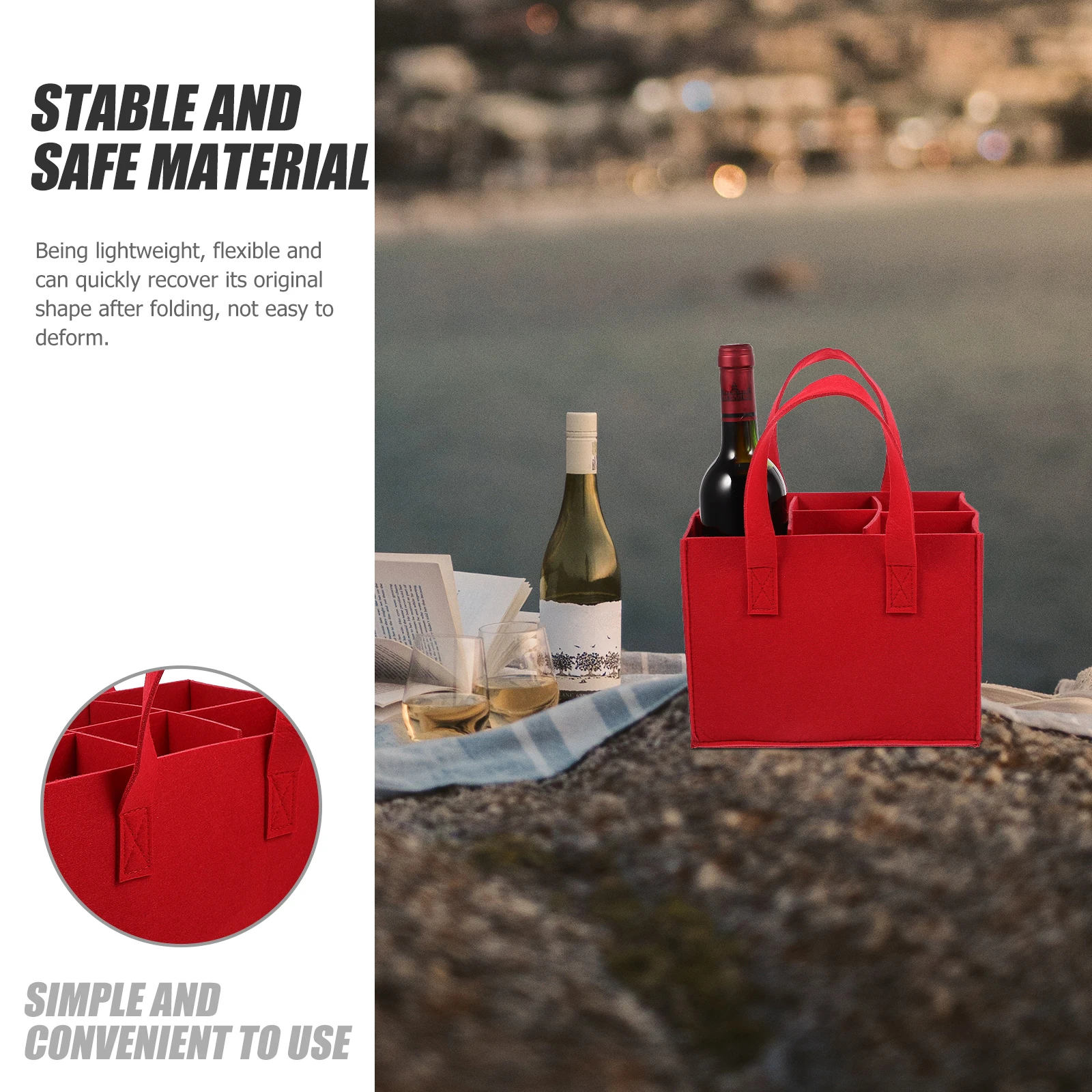 2Pcs Wine Storage Tote Bag Gift Handbag Portable Felt Bottle Carrier Bag 6 Compartments Foldable Bottle Carrier Bags
2Pcs Wine Storage Tote Bag Gift Handbag Portable Felt Bottle Carrier Bag 6 Compartments Foldable Bottle Carrier Bags