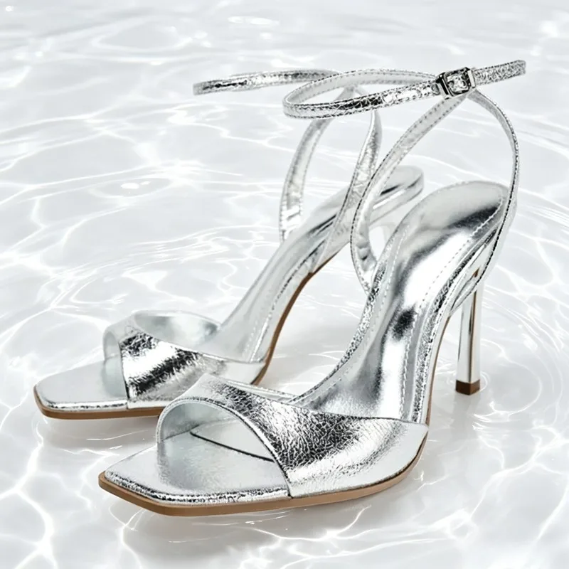 Silver Patent Leather Ankle Buckle Heeled Sandals Women Elegant Square Toe Open Toe High Heels Summer Sexy Party Dress Shoes
Silver Patent Leather Ankle Buckle Heeled Sandals Women Elegant Square Toe Open Toe High Heels Summer Sexy Party Dress Shoes