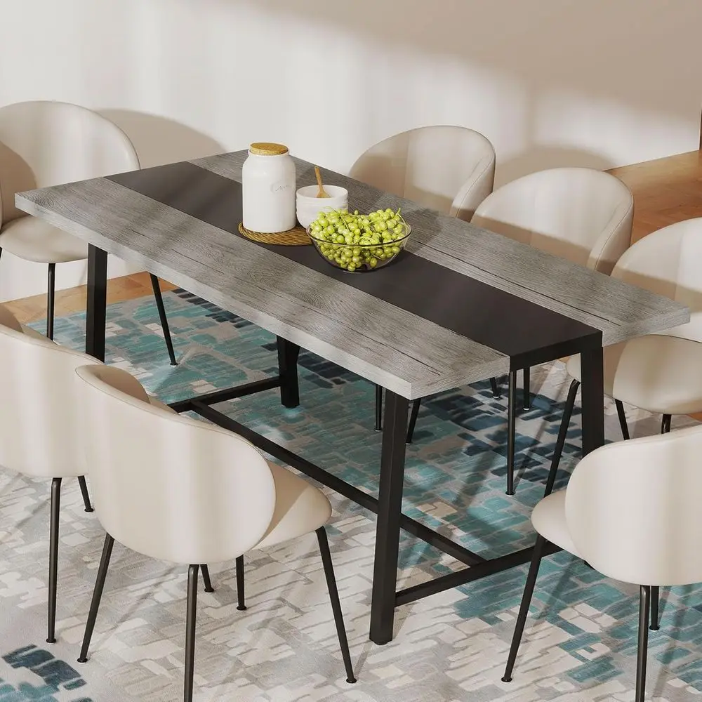Large 70.9 Rectangular Dining Table for 8, Distressed Gray Steel Legs
Large 70.9 Rectangular Dining Table for 8, Distressed Gray Steel Legs