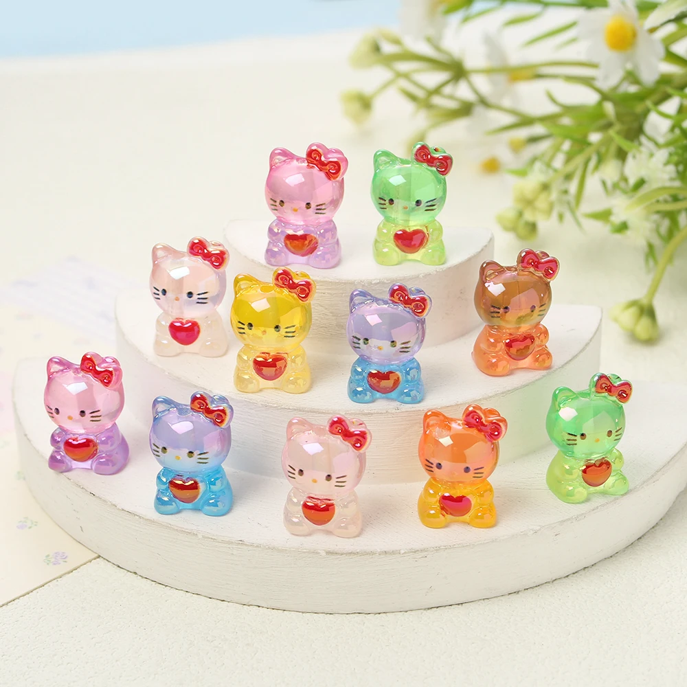 10 шт. милых бусин Sanrio Hello Kitty в форме сердца из смолы, разноцветные 3D-бусины в виде кошек для изготовления украшений своими руками, держателей для пустышек
10 шт. милых бусин Sanrio Hello Kitty в форме сердца из смолы, разноцветные 3D-бусины в виде кошек для изготовления украшений своими руками, держателей для пустышек