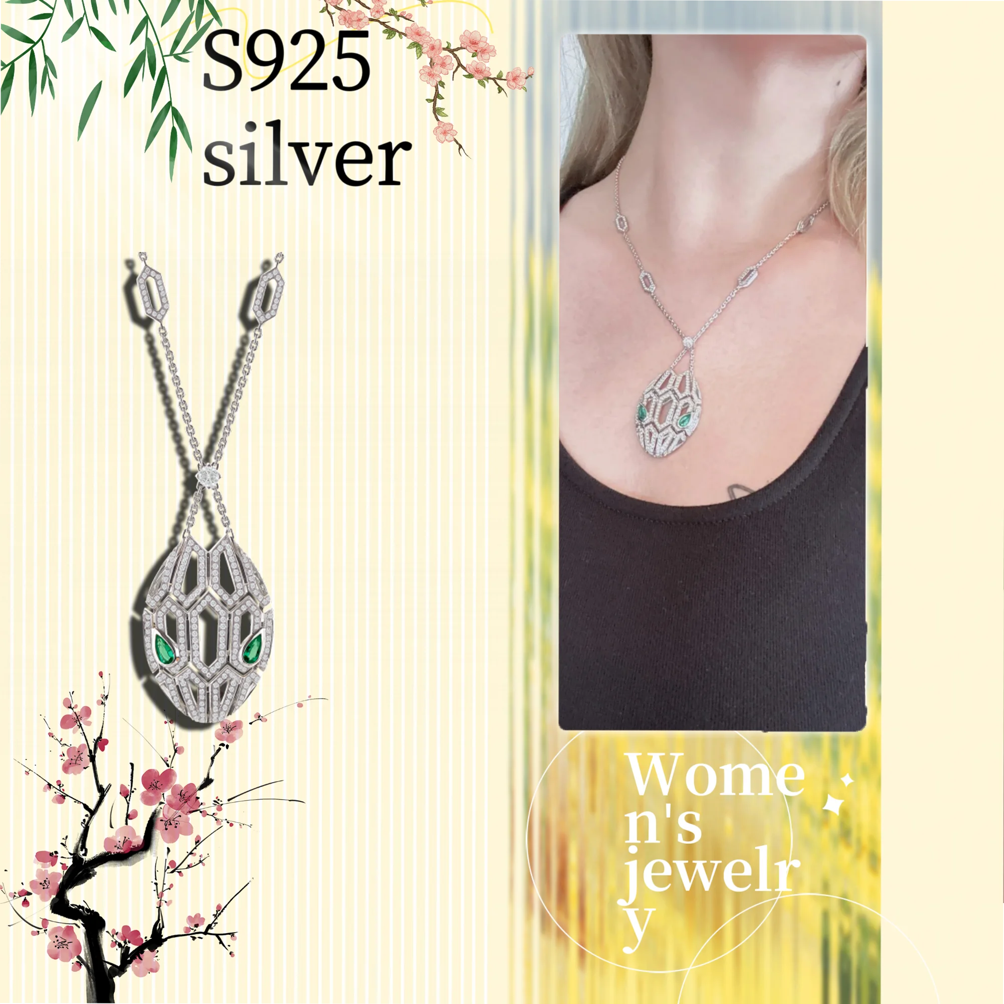 Snakehead hollowed out necklace made of pure silver S925 for office ladies, giving a luxurious gift to your best friend
Snakehead hollowed out necklace made of pure silver S925 for office ladies, giving a luxurious gift to your best friend