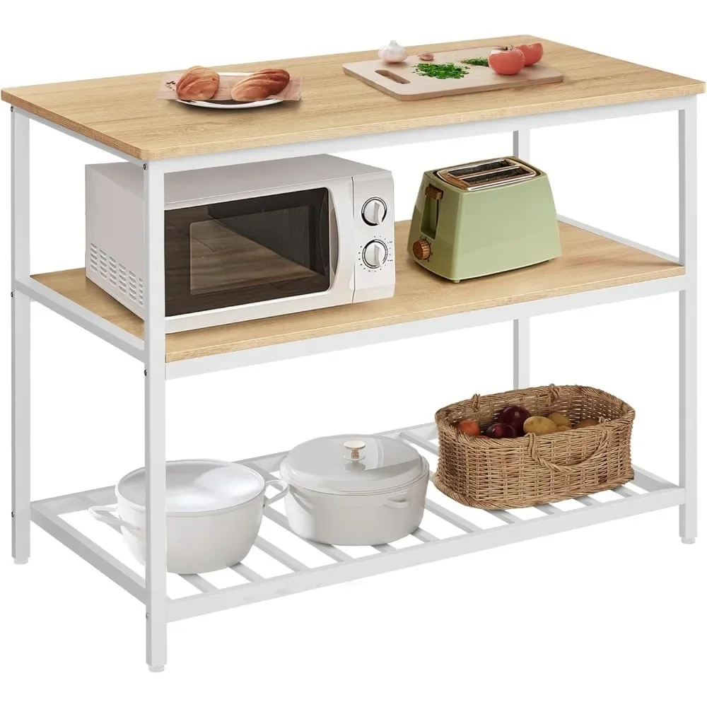 Kitchen Island with 3 Shelves, 47.2 Inches Width Kitchen Shelf with Large Worktop, Stable Steel Structure, Industrial
Kitchen Island with 3 Shelves, 47.2 Inches Width Kitchen Shelf with Large Worktop, Stable Steel Structure, Industrial