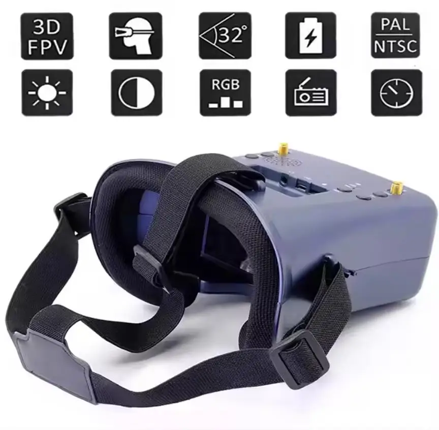 5.8G 40CH FPV Goggles 4.3inch HD LCD 16:9 Display Ratio with DVR Headset Dual Antenna Receiver VR 800D Glasses For RC FPV Drone
5.8G 40CH FPV Goggles 4.3inch HD LCD 16:9 Display Ratio with DVR Headset Dual Antenna Receiver VR 800D Glasses For RC FPV Drone