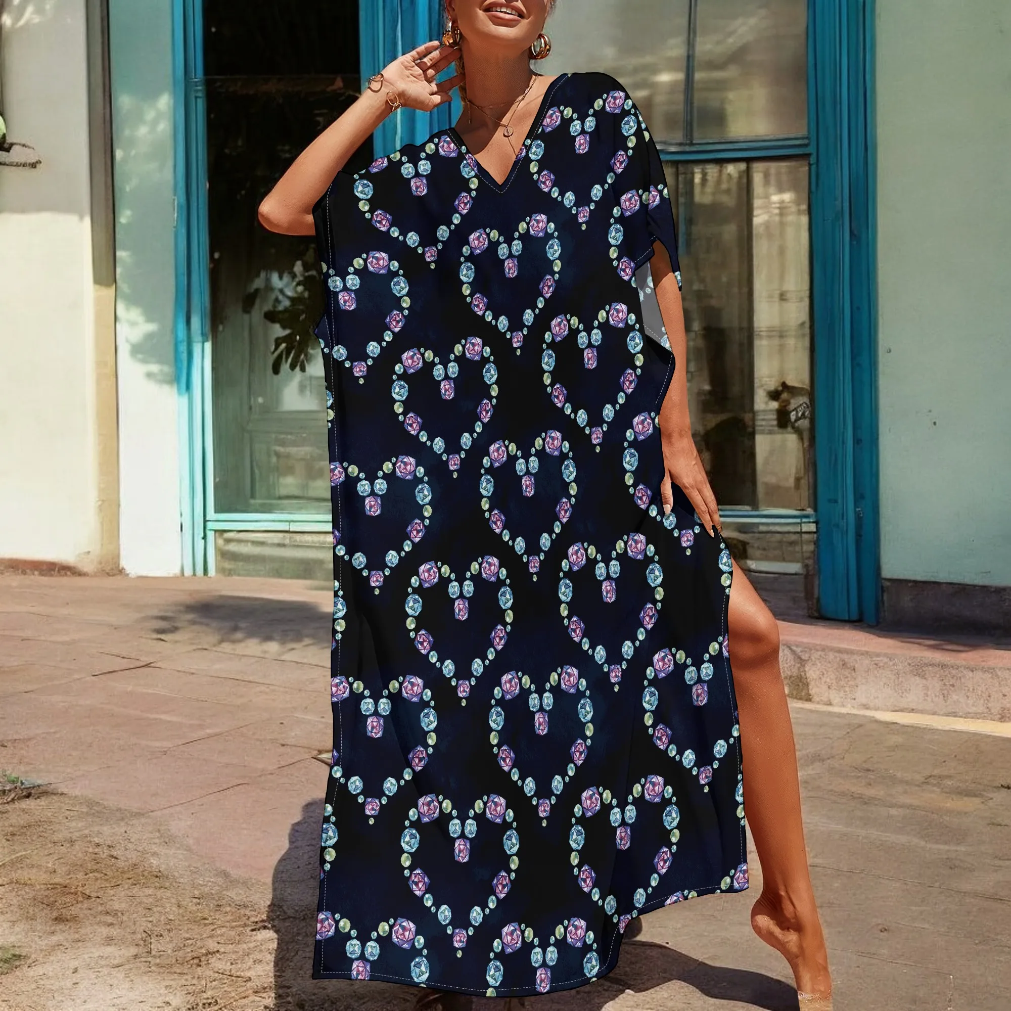 Gothic Heart Floral Print Kaftan Dress Dark Boho V-Neck Loose Maxi Dress for Women Summer Wear S-3XL
Gothic Heart Floral Print Kaftan Dress Dark Boho V-Neck Loose Maxi Dress for Women Summer Wear S-3XL