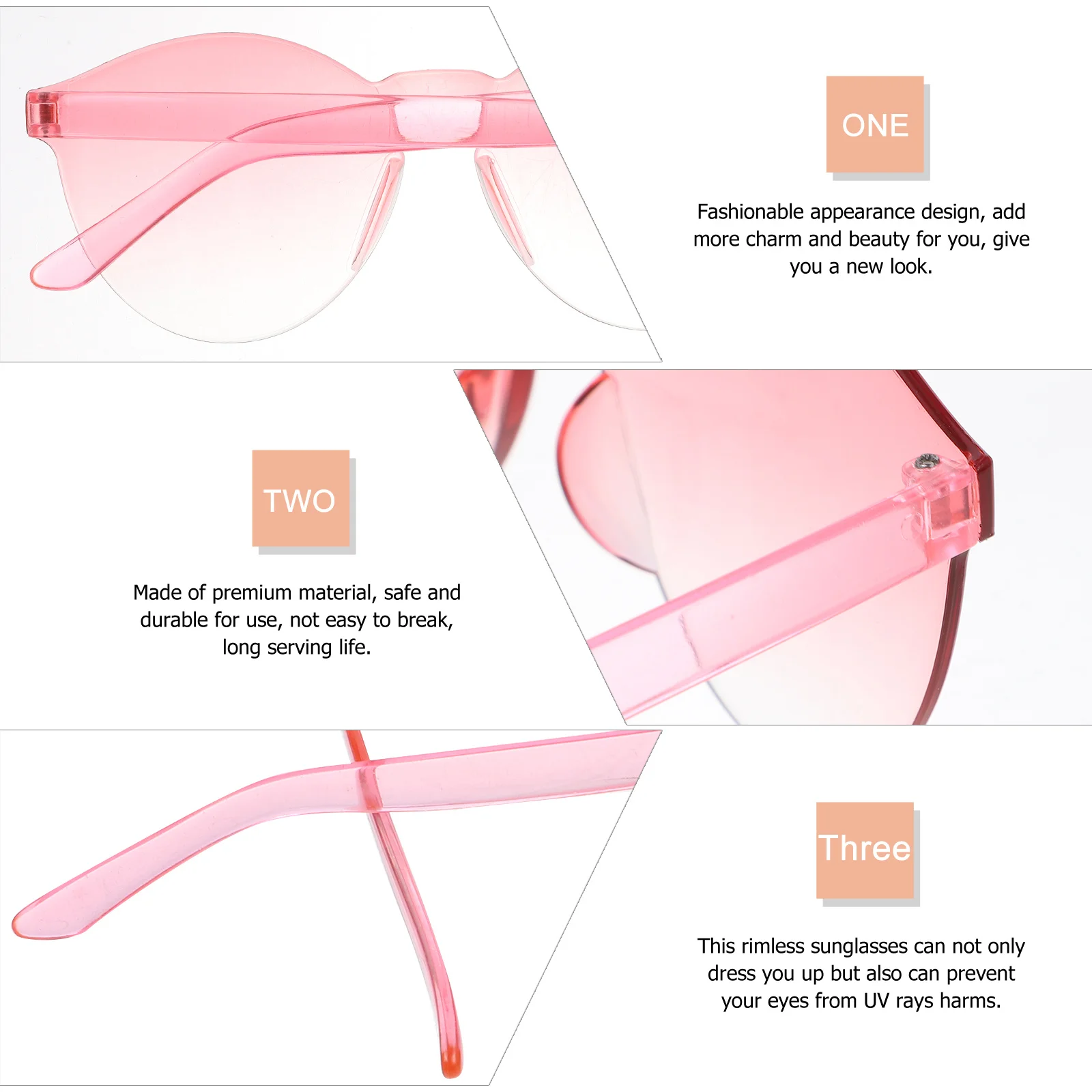 6Pcs Gradient Color Rimless Sunglasses Stylish Frameless Eyewear for Party Vacation Summer Beach Photo Props Rimless Sunglasses
6Pcs Gradient Color Rimless Sunglasses Stylish Frameless Eyewear for Party Vacation Summer Beach Photo Props Rimless Sunglasses