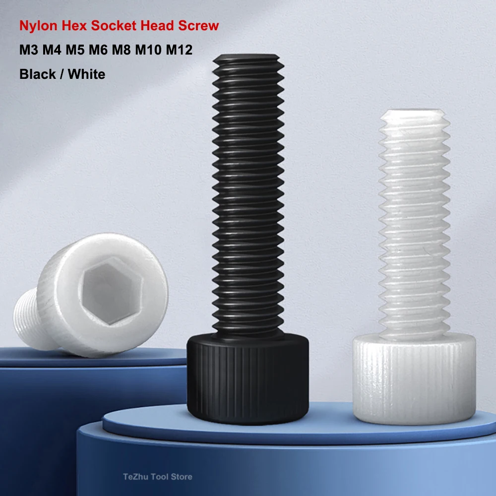 M3 M4 M5 M6 M8 M10 M12 Black / White Nylon Hexagon Hex Socket Head Screw Cup Head Knurled Plastic Bolt For Insulation Use
M3 M4 M5 M6 M8 M10 M12 Black / White Nylon Hexagon Hex Socket Head Screw Cup Head Knurled Plastic Bolt For Insulation Use
