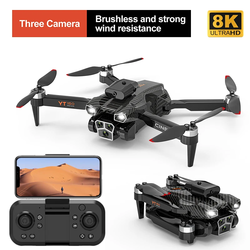 YT150 FPV Drone 4K HD Three Camera Brushless Motor 2.4G RC Quadcopter 360° Obstacle Avoidance Optical Flow Positioning Drone
YT150 FPV Drone 4K HD Three Camera Brushless Motor 2.4G RC Quadcopter 360° Obstacle Avoidance Optical Flow Positioning Drone