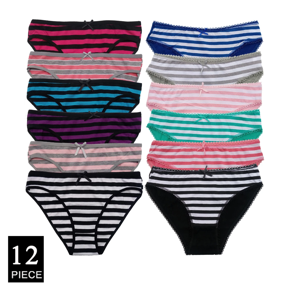 Women's Cotton Panties Sexy Soft Striped Underpants Solid Color Briefs Female Comfortable Stretch Lingerie M-XL 12 Pcs/set
Women's Cotton Panties Sexy Soft Striped Underpants Solid Color Briefs Female Comfortable Stretch Lingerie M-XL 12 Pcs/set