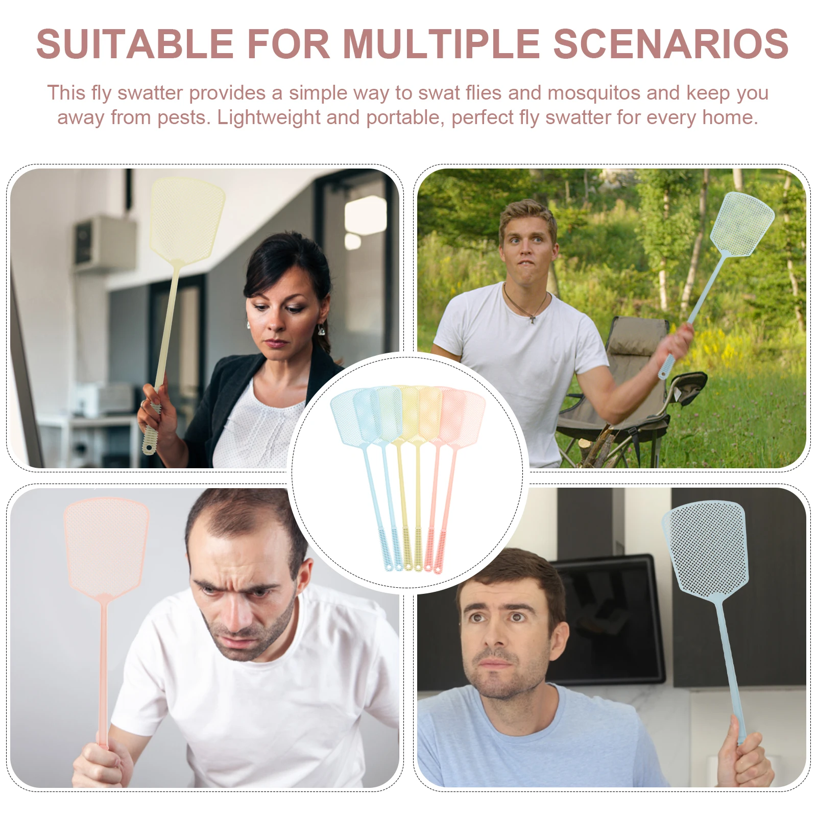 6 Pcs Fly Swatter Long H Plastic Lightweight Kitchen Tool Home Use Safe Material Non Scratch Manual Pest Control
6 Pcs Fly Swatter Long H Plastic Lightweight Kitchen Tool Home Use Safe Material Non Scratch Manual Pest Control