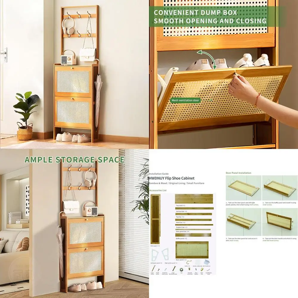 20 Wide 2-Tier Flip Shoe Rack with Coat Hook, 6.7 Deep Wooden Organizer for Entryway, Hallway, Living Room, Natural
20 Wide 2-Tier Flip Shoe Rack with Coat Hook, 6.7 Deep Wooden Organizer for Entryway, Hallway, Living Room, Natural