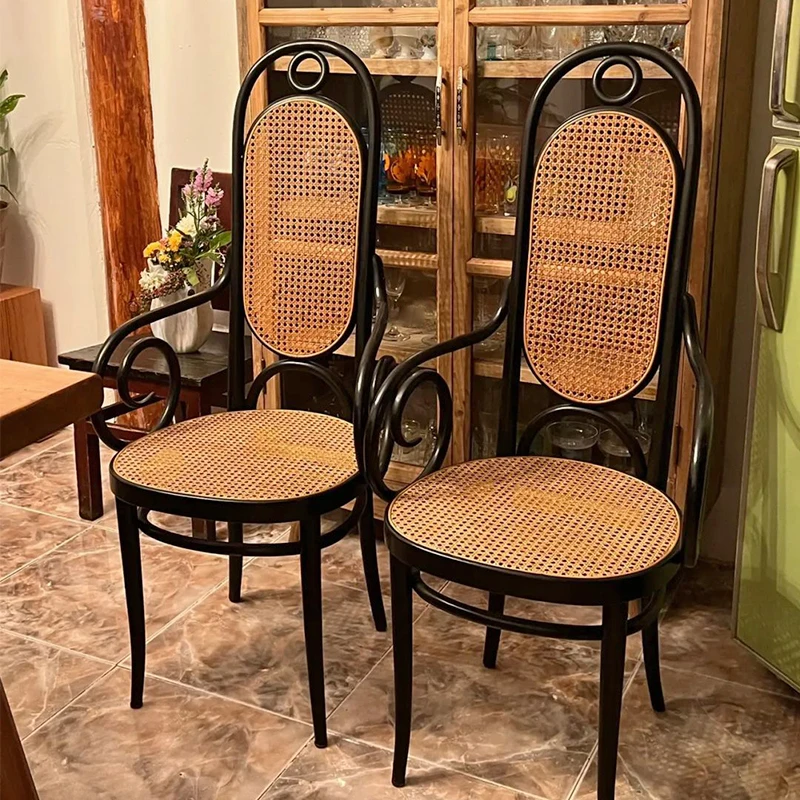 Black medieval chair high rattan dining chair retro book desk chair solid wood casual
Black medieval chair high rattan dining chair retro book desk chair solid wood casual