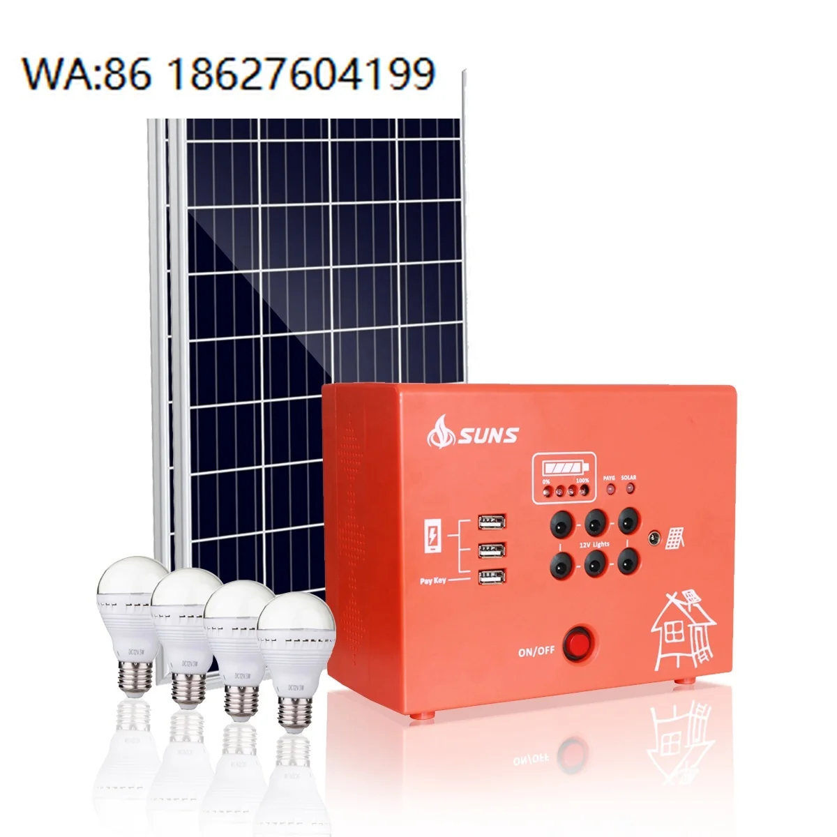 24W Compact Prepaid Solar Lighting System PWM Monocrystalline Panel Household Portable Lithium Energy Supply Kit
24W Compact Prepaid Solar Lighting System PWM Monocrystalline Panel Household Portable Lithium Energy Supply Kit