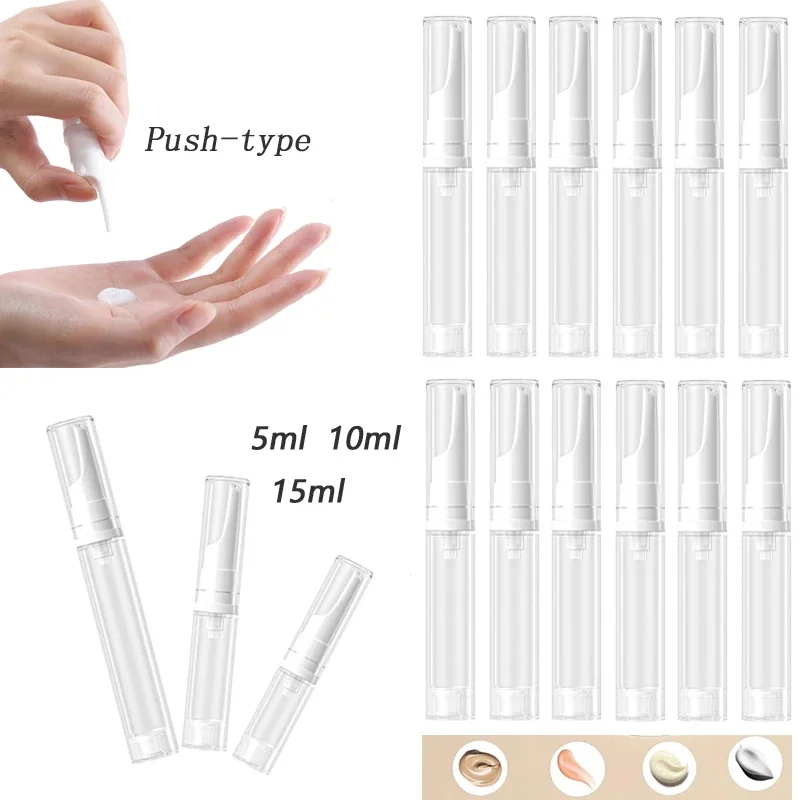 50Pieces Mini Clear Vacuum Pump Bottles Refillable Sample Bottle 5ml/10ml/15ml Travel Containers For Eye Cream Liquid Foundation
50Pieces Mini Clear Vacuum Pump Bottles Refillable Sample Bottle 5ml/10ml/15ml Travel Containers For Eye Cream Liquid Foundation