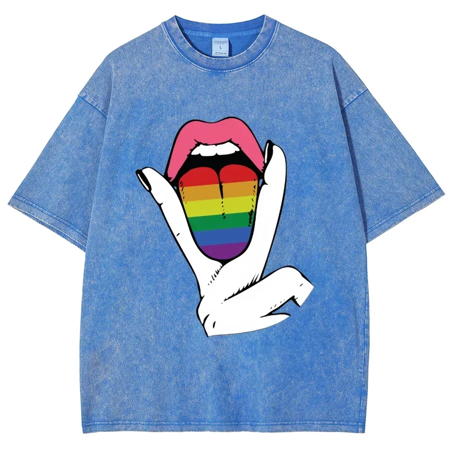 Funny T-Shirt Rainbow Tongue Scissors Hand Print Shoulder Pullover Washed Denim Loose And Comfortable New Short Sleeves
Funny T-Shirt Rainbow Tongue Scissors Hand Print Shoulder Pullover Washed Denim Loose And Comfortable New Short Sleeves