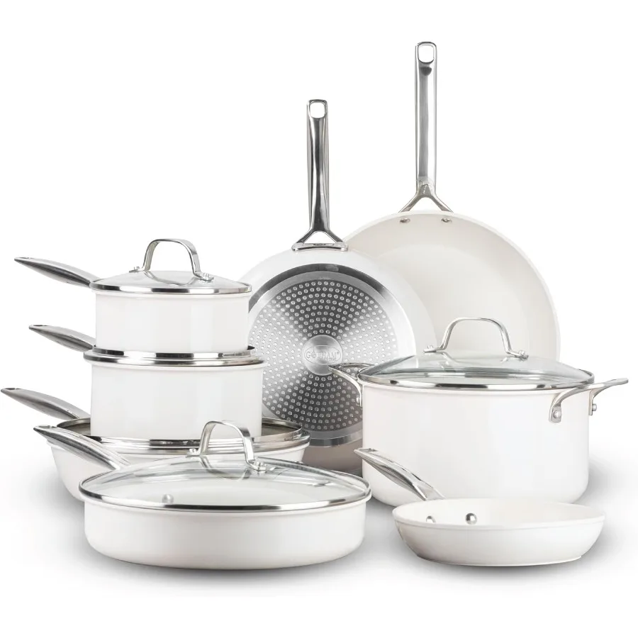 PRO 13 Pc Ceramic Cookware Set Nonstick Pots and Pans Set Non Stick for Kitchen Hard Anodized Induction Cookware Non Toxic Made
PRO 13 Pc Ceramic Cookware Set Nonstick Pots and Pans Set Non Stick for Kitchen Hard Anodized Induction Cookware Non Toxic Made