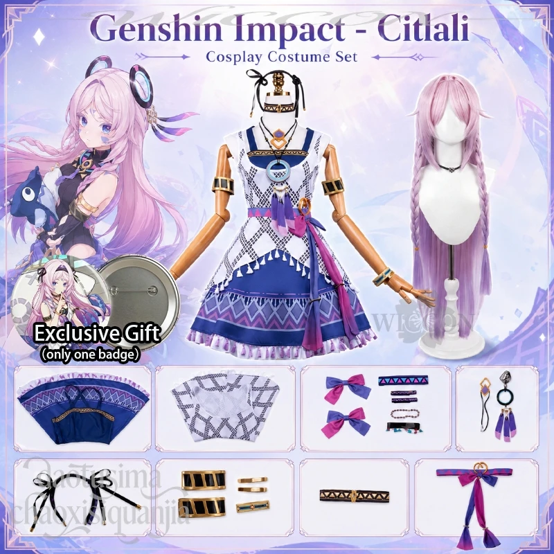Citlali New Outfit Fashion Retro Purple Dress Y2K Uniform Wigs Halloween Cosplay Anime Game Genshin Impact South Korea Crossover
Citlali New Outfit Fashion Retro Purple Dress Y2K Uniform Wigs Halloween Cosplay Anime Game Genshin Impact South Korea Crossover