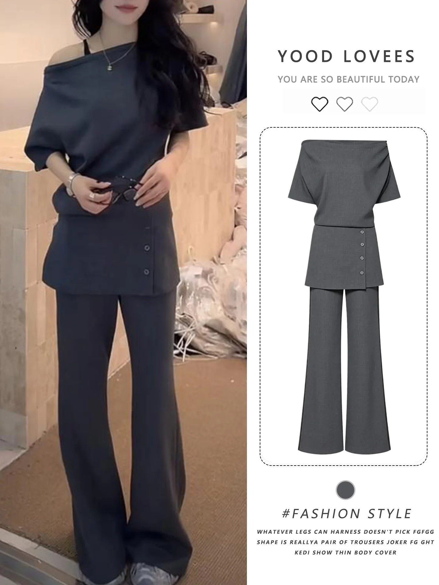 Ladies Shoulder-baring Lazy Style Wide Leg Pants Set Spring Autumn 2026 New Soft Color Casual Fashion Two-piece Suit
Ladies Shoulder-baring Lazy Style Wide Leg Pants Set Spring Autumn 2026 New Soft Color Casual Fashion Two-piece Suit