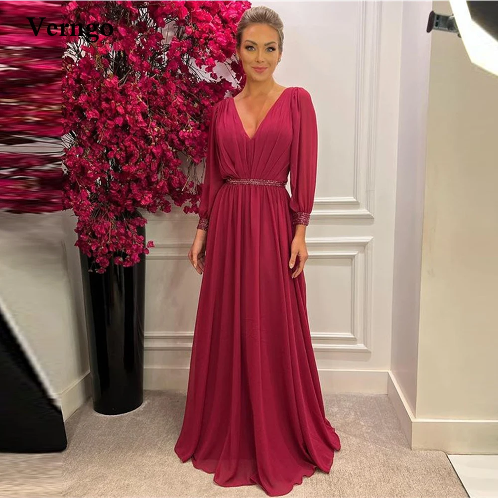 Verngo Vintage Chiffon Long Sleeves Prom Dresses V Neck Beads Pleats Floor Length Women Simple Evening Gowns Formal Dress
Verngo Vintage Chiffon Long Sleeves Prom Dresses V Neck Beads Pleats Floor Length Women Simple Evening Gowns Formal Dress