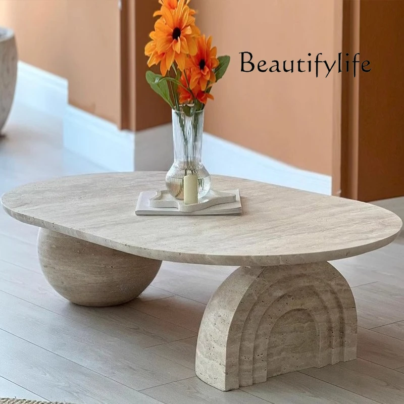 Wabi Sand minimalist creative Italian natural Roman travertine oval coffee table designer living room
Wabi Sand minimalist creative Italian natural Roman travertine oval coffee table designer living room