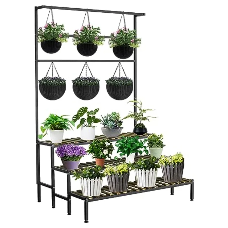 Large Plant Stand Indoor Outdoor 3 Tier Heavy Duty Hanging Plant Stand with Bar 60 Inch Tall Metal and Wood Ladder Shape Plant
Large Plant Stand Indoor Outdoor 3 Tier Heavy Duty Hanging Plant Stand with Bar 60 Inch Tall Metal and Wood Ladder Shape Plant