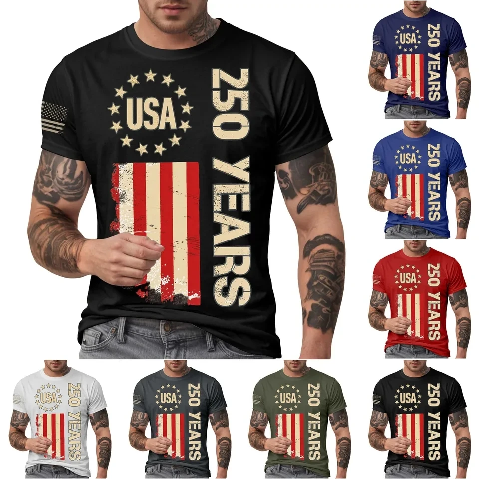 Fashion 250th Anniversary Commemorative Flag Print Men's T Shirts O Neck Short Sleeve Top Independence Day Casual Mens Tee Shirt
Fashion 250th Anniversary Commemorative Flag Print Men's T Shirts O Neck Short Sleeve Top Independence Day Casual Mens Tee Shirt
