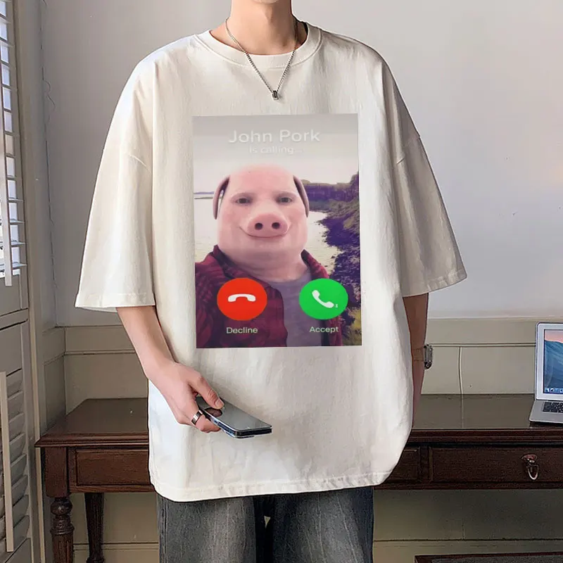 Funny John Pork Is Calling T-Shirt Men Women Fashion Cotton Casual Oversized Short Sleeve T Shirt Streetwear Vintage Tee Shirt
Funny John Pork Is Calling T-Shirt Men Women Fashion Cotton Casual Oversized Short Sleeve T Shirt Streetwear Vintage Tee Shirt
