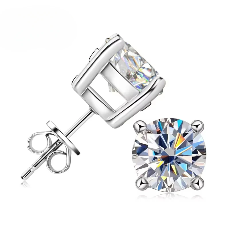 0.3-2 ct Moissanite 0.3ct 0.5ct 1ct 2ct D Color 925 Sterling Silver 4 Fork Classic Women's Stud Earrings
0.3-2 ct Moissanite 0.3ct 0.5ct 1ct 2ct D Color 925 Sterling Silver 4 Fork Classic Women's Stud Earrings