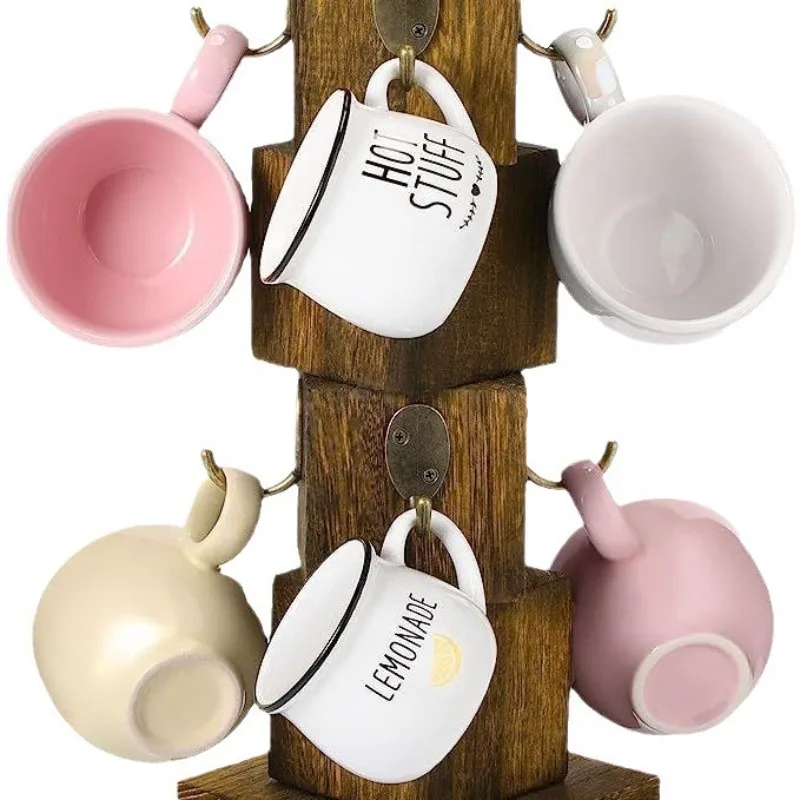 Wooden swivel cup holder vintage mug coffee cup drain rack home tabletop
Wooden swivel cup holder vintage mug coffee cup drain rack home tabletop