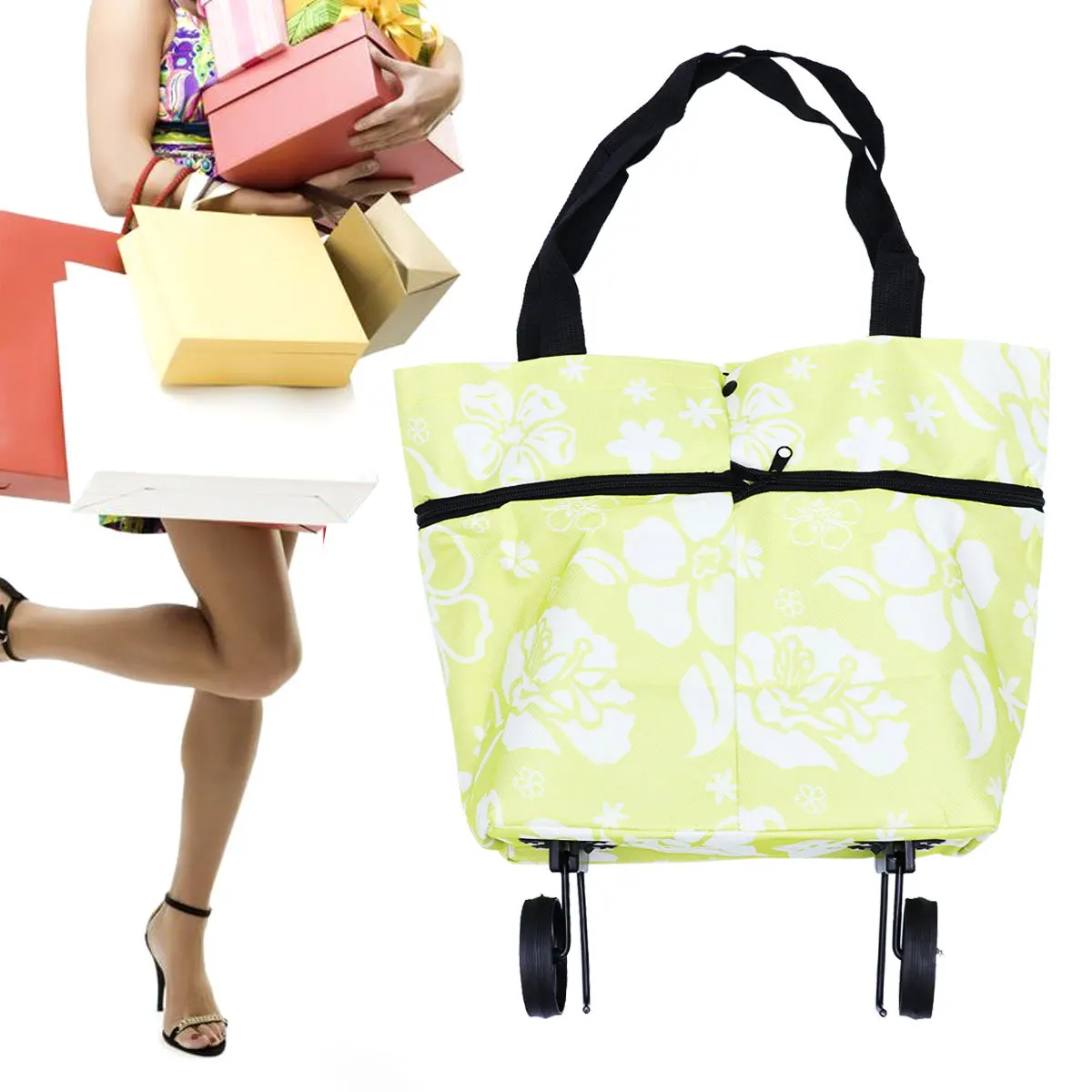 Folding Shopping Trolley with Wheels Portable Expandable Bag for Grocery Travel Lightweight Green Leaves
Folding Shopping Trolley with Wheels Portable Expandable Bag for Grocery Travel Lightweight Green Leaves