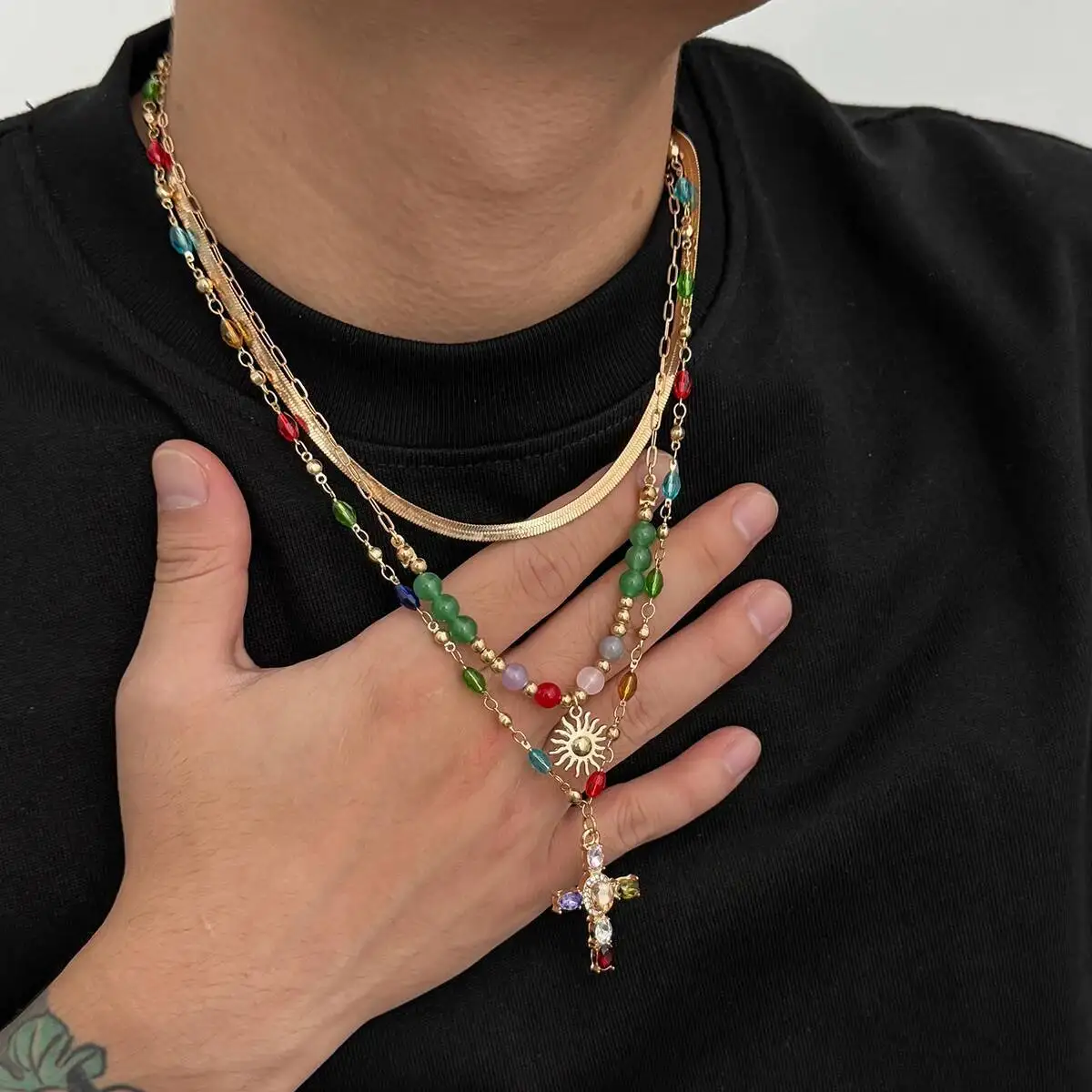 3 Pcs/Set Boho Colorful Crystal Glass Agate Beads Choker Necklace Men Women Trendy Inlay Rhinestone Cross Pendant Jewelry
3 Pcs/Set Boho Colorful Crystal Glass Agate Beads Choker Necklace Men Women Trendy Inlay Rhinestone Cross Pendant Jewelry