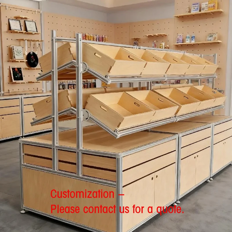 custom.Aluminum-framed Wooden Bulk Food Display Stand Tilt-Out Bins Lockable Cabinets LED Lighting Customizable Supermarkets
custom.Aluminum-framed Wooden Bulk Food Display Stand Tilt-Out Bins Lockable Cabinets LED Lighting Customizable Supermarkets