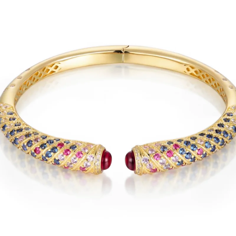 Bellux lab grown sapphire colorful gradient bracelet 925 pure silver plated yellow gold ruby vintage open bangle
Bellux lab grown sapphire colorful gradient bracelet 925 pure silver plated yellow gold ruby vintage open bangle