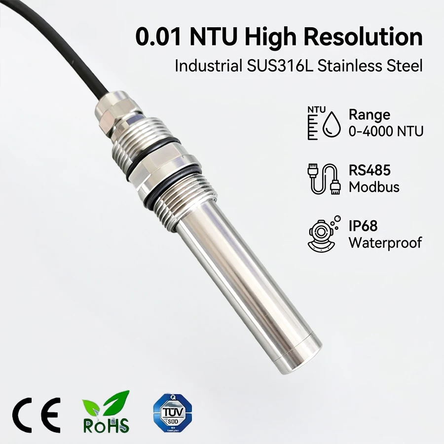 Industrial Real-time Monitoring RS485 4-20mA Liquid Stainless Steel Turbidity Sensor Probe for Clear Water with MQTT Json Format
Industrial Real-time Monitoring RS485 4-20mA Liquid Stainless Steel Turbidity Sensor Probe for Clear Water with MQTT Json Format