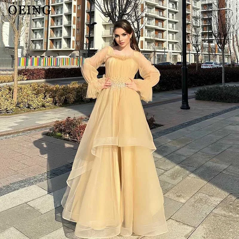 OEING Elegant Blush Yellow Long Evening Dresses Lantern Sleeves Tulle Floor Length Stretch Satin Corset Formal Party Prom Gowns
OEING Elegant Blush Yellow Long Evening Dresses Lantern Sleeves Tulle Floor Length Stretch Satin Corset Formal Party Prom Gowns