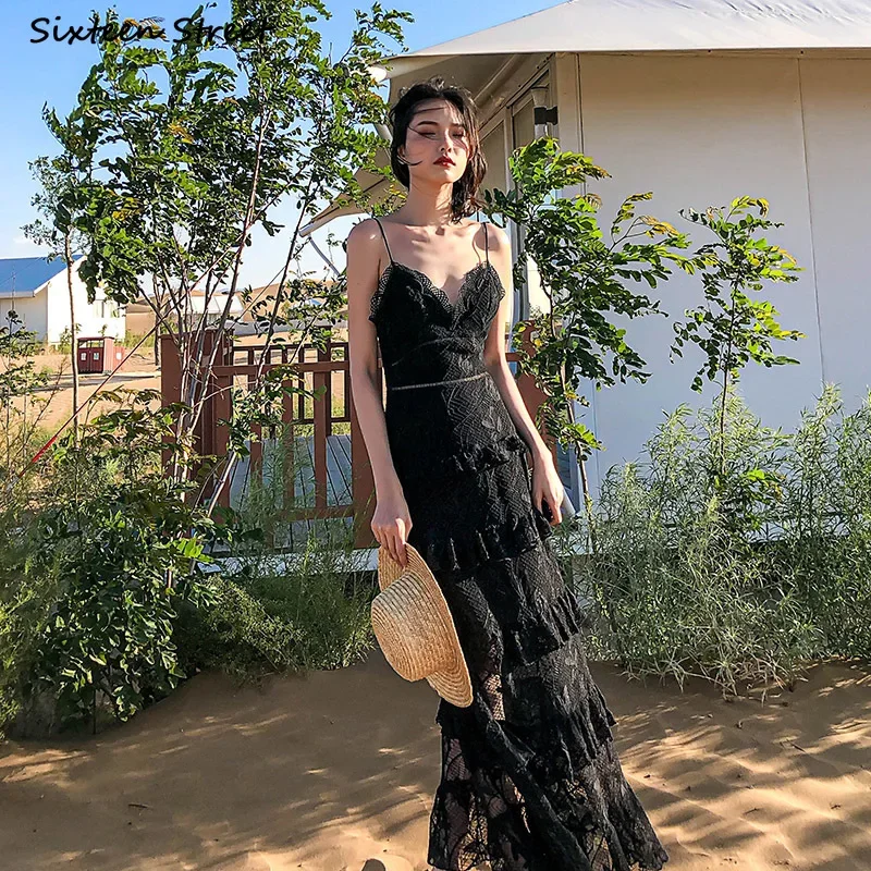 Black Lace Strap Dresses Woman Summer Vintage Hollow Out High Waist Vestido Woman Clothing Sleeveless Runway Party Dress Female
Black Lace Strap Dresses Woman Summer Vintage Hollow Out High Waist Vestido Woman Clothing Sleeveless Runway Party Dress Female