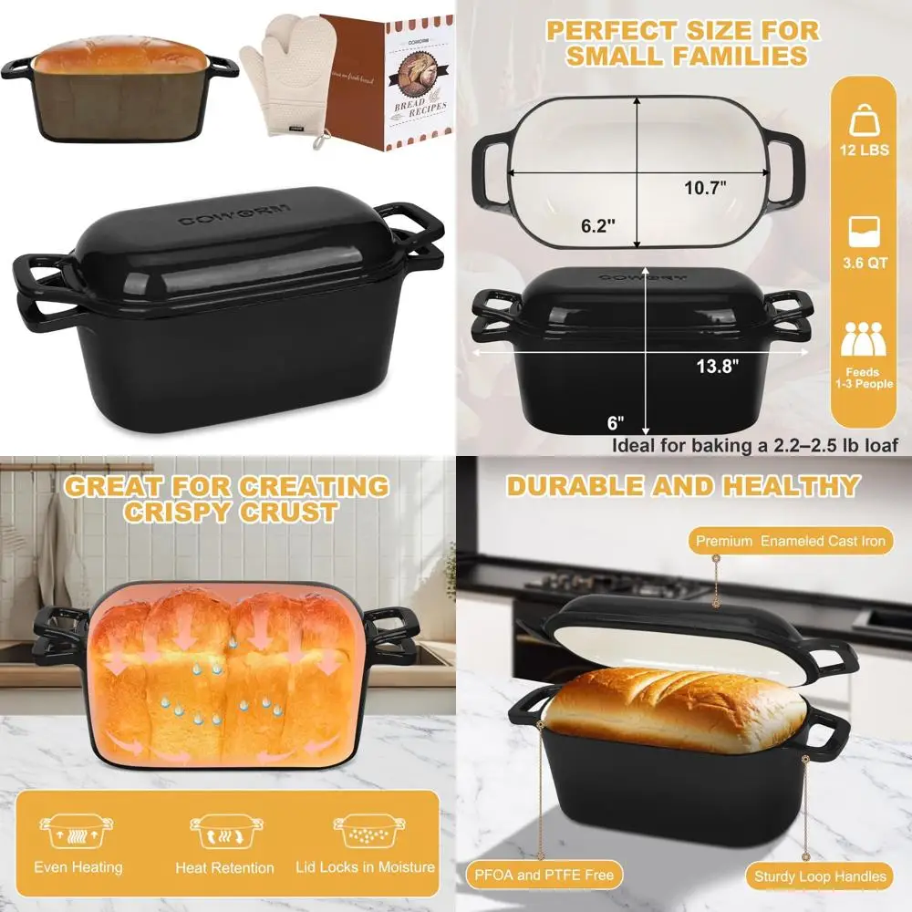 Cast Iron 3.6 Quart Enamel Dutch Oven for Sourdough Bread Baking with Lid - Perfect for Homemade Artisan Loaves
Cast Iron 3.6 Quart Enamel Dutch Oven for Sourdough Bread Baking with Lid - Perfect for Homemade Artisan Loaves