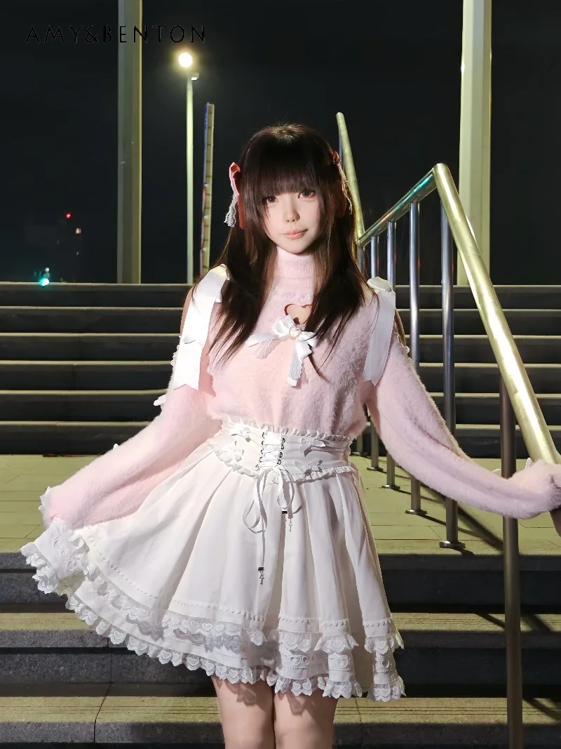 Japanese Subculture Cute Heart-shaped Bow Sweater Mine Series Mass-produced Lolita Style Off Shoulder Loose Slim Sweater Women
Japanese Subculture Cute Heart-shaped Bow Sweater Mine Series Mass-produced Lolita Style Off Shoulder Loose Slim Sweater Women