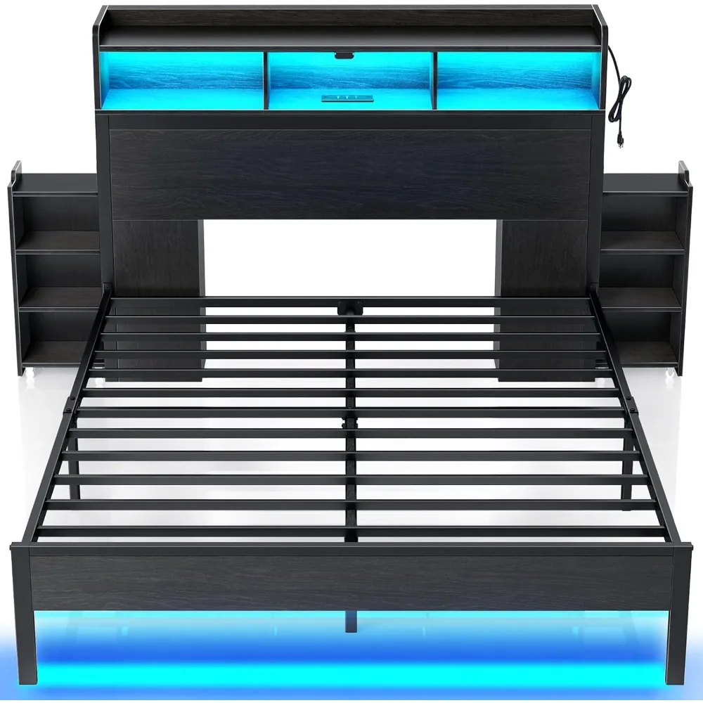 Rolanstar Bed Frame Full Size with Bookcase Storage Headboard, Slide Out Bedside Storage, Bed with Charging Station & LED Lights
Rolanstar Bed Frame Full Size with Bookcase Storage Headboard, Slide Out Bedside Storage, Bed with Charging Station & LED Lights