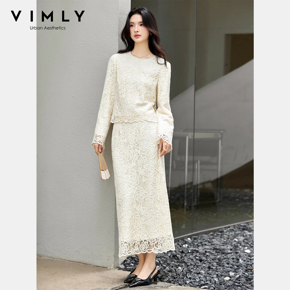 VIMLY Women's Elegant Lace Embroidery Two Piece Skirt Set Fall 2025 Long Sleeve O-neck Top Maxi Skirt Luxury Casual Outfit A3003
VIMLY Women's Elegant Lace Embroidery Two Piece Skirt Set Fall 2025 Long Sleeve O-neck Top Maxi Skirt Luxury Casual Outfit A3003